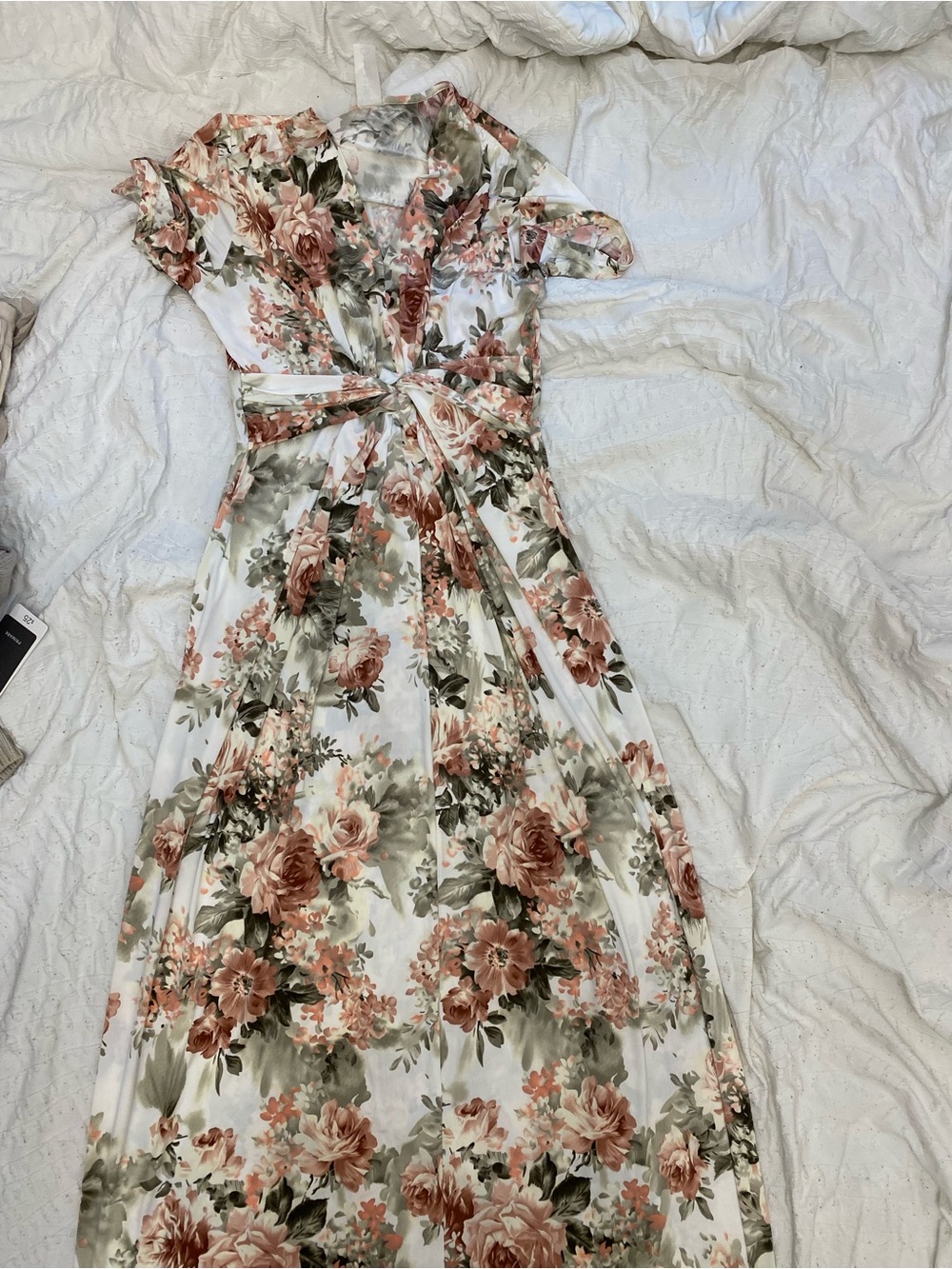 Floral Wrap Maxi Dress in Blush and Sage - Women